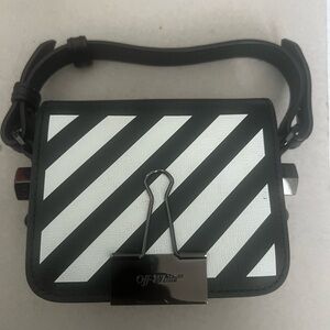 Diag baby flap bag black white off-white